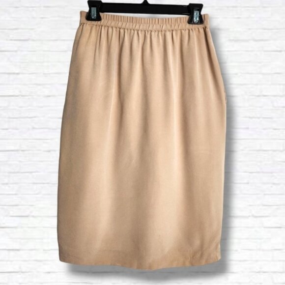 Vintage Pull On Neutral Tan Pencil Skirt Size - Picture 2 of 12